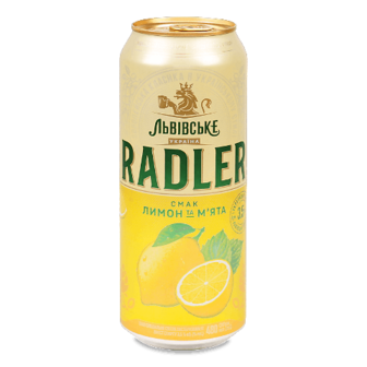 Пиво Львівське Radler лимон та м'ята світле з/б 0,48л