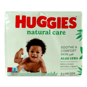 Серветки вологі Huggies Natural Care Quad 56шт/уп