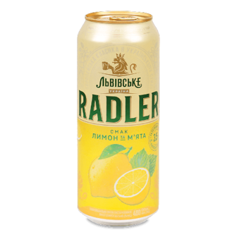 Пиво Львівське Radler лимон та м'ята світле з/б 0,48л